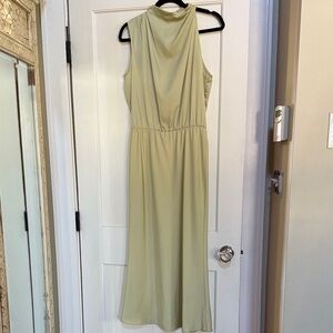 Pretty Garden Sleeveless Tender Green Satin Maxi Dress
